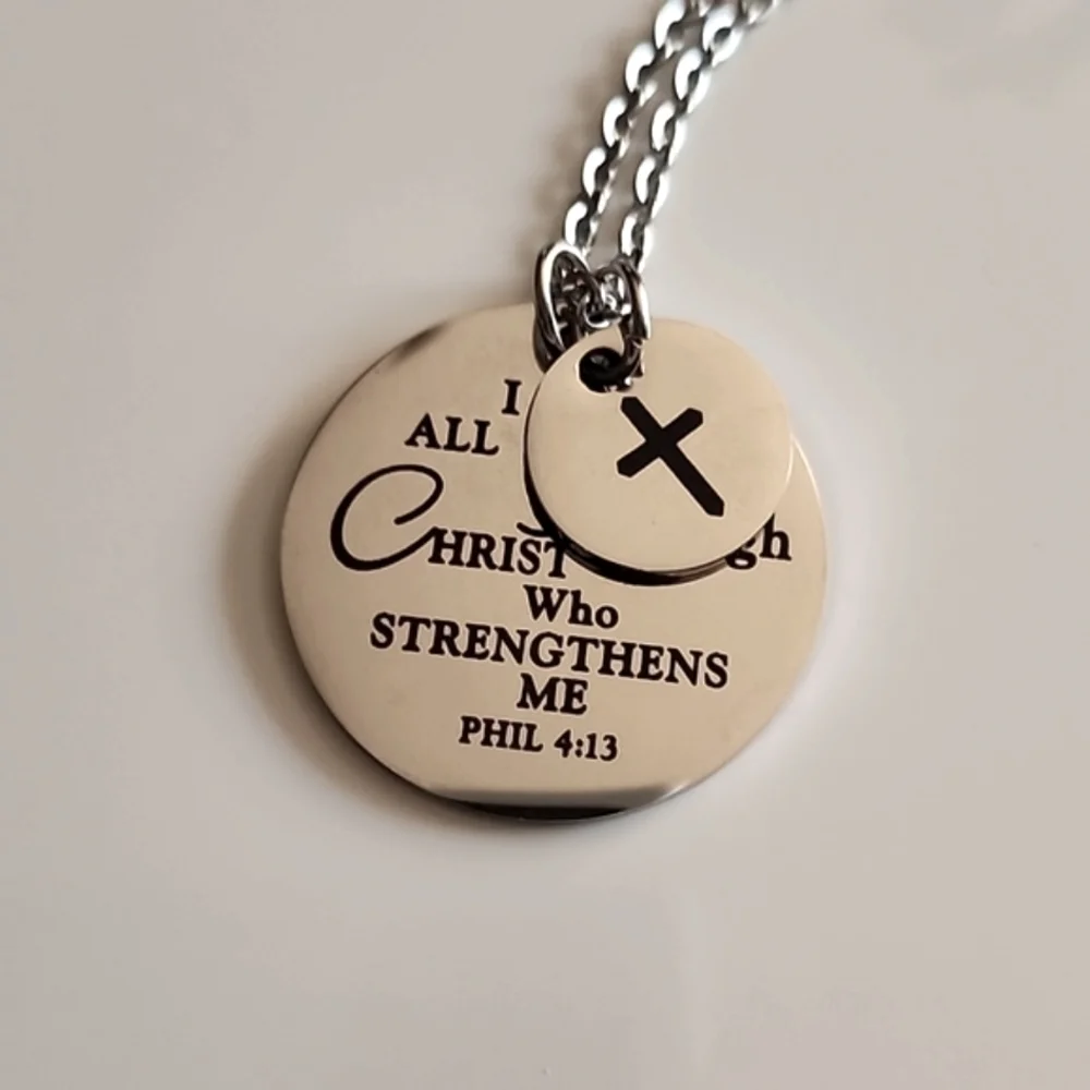 PHIL 4:13 I can do all things Necklace Scripture Reminder stainless ste…